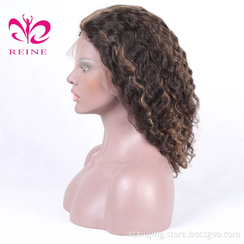 150% Density 1b/27  Mix Color Chinese Virgin Hair Lace Frontal  Wig Water Wave Lace Fronatal  Human Hair Wigs